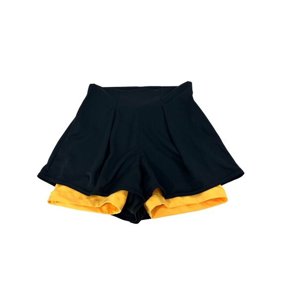 Adidas Women’s Tennis Shorts Skirt Overlay S Black Orange Logo HEAT.RDY Athletic - Picture 1 of 16
